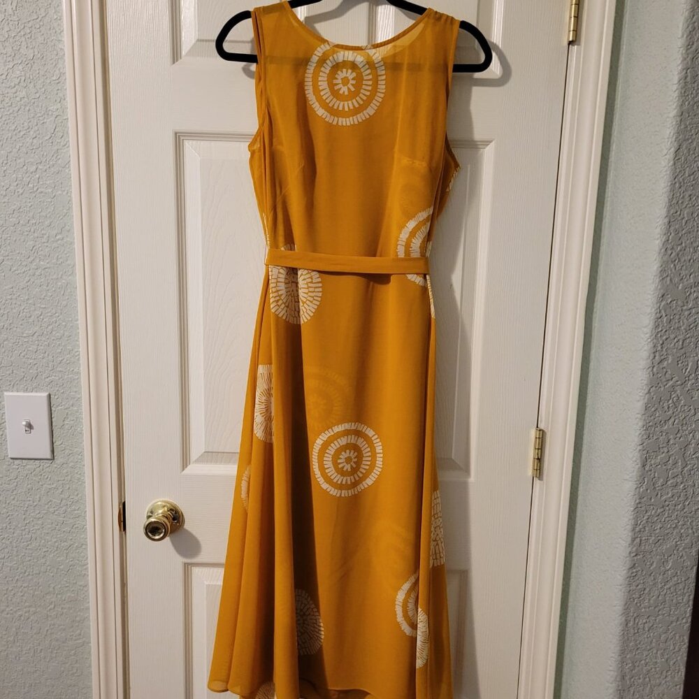 Jasper Conran Lined Chiffon Mustard Shift Dress - Size US 8